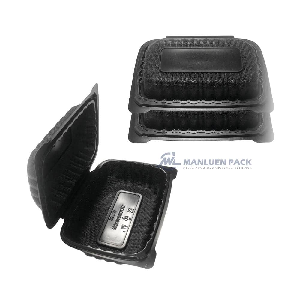 Wl P96 Manluen Black Clamshell Plastic Container
