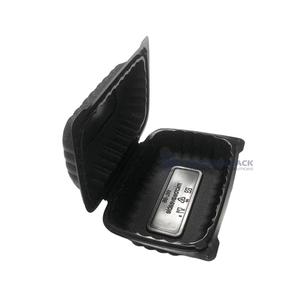 Wl P96 Manluen Plastic Black Clamshell Food Container