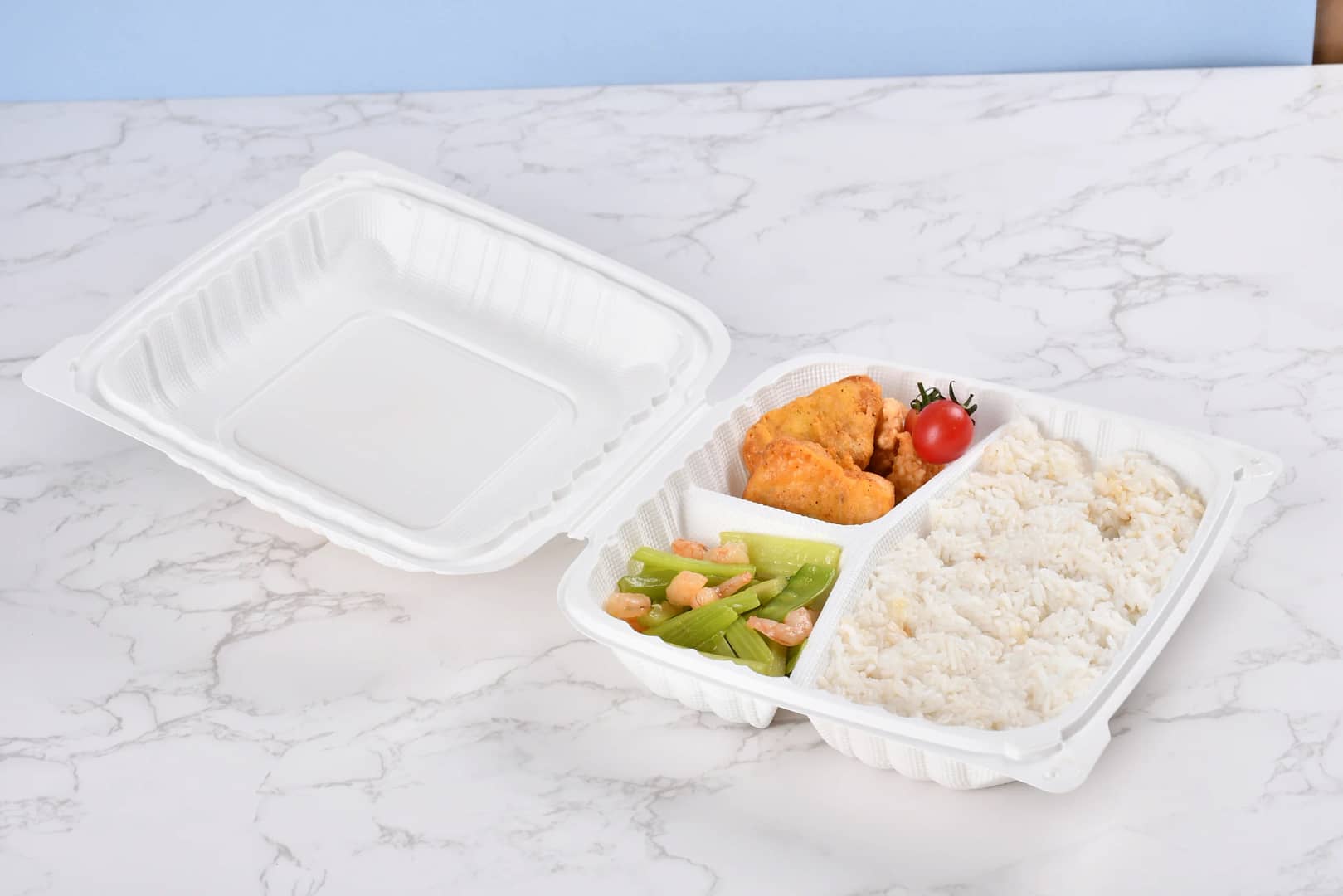 Wl P93 Manluen 3 Compartment To Go Clamshell Containers